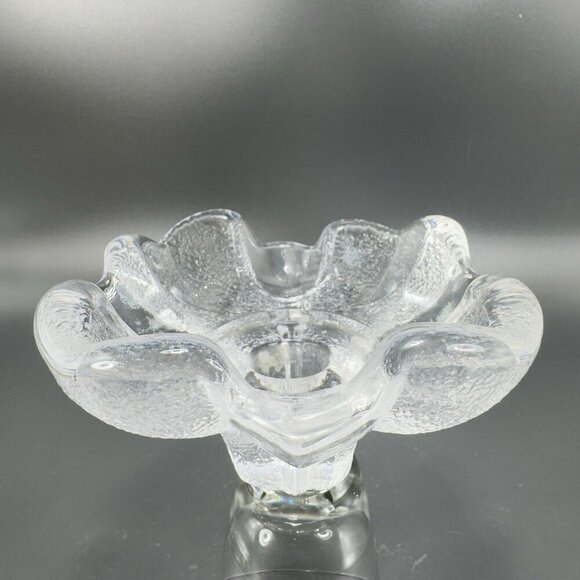Orrefors Sweden Textured Scalloped Votive Candle Holder Clear Signed Glass VTG - Picture 15 of 15